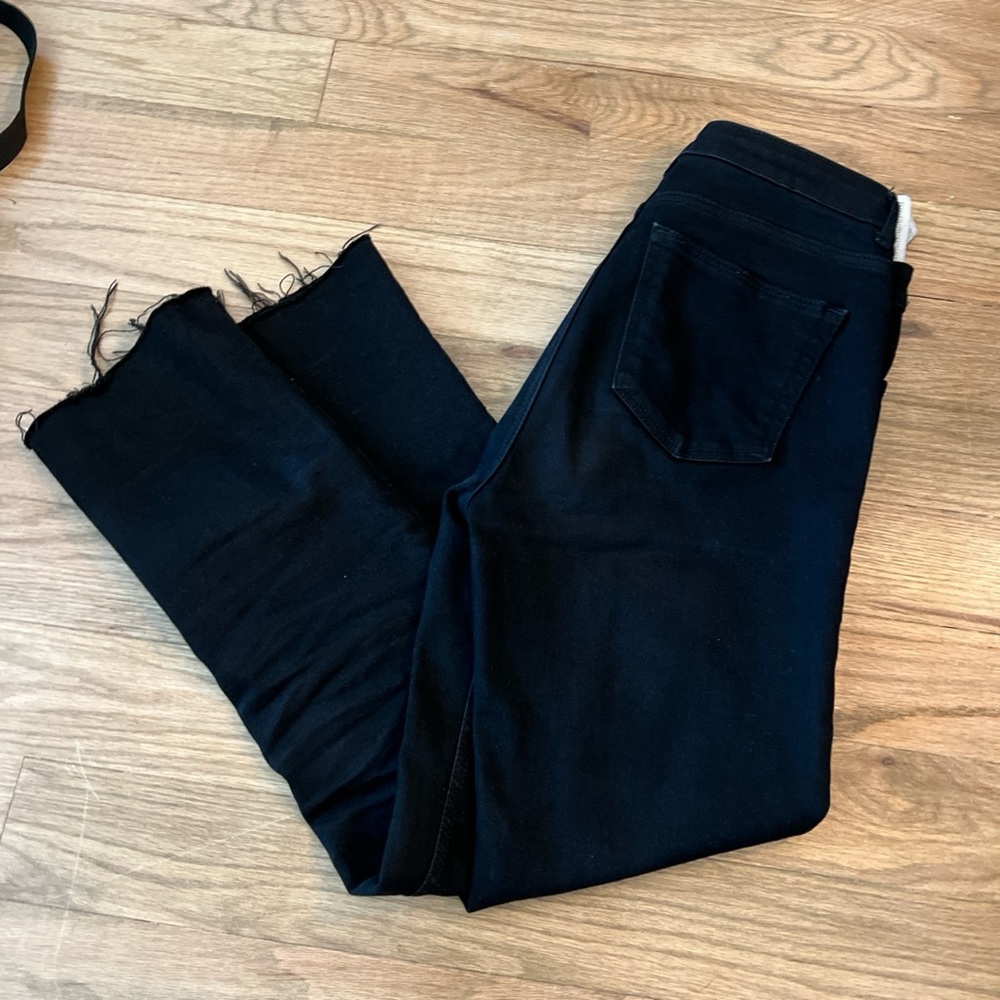 zara black raw hem kick boot jean